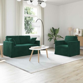Bankstel 2 pcs Donkergroen 138 x 78 x 80 cm Fluweel 1