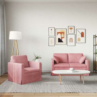 Bankstel 2 pcs Roze 138 x 78 x 80 cm Fluweel 3