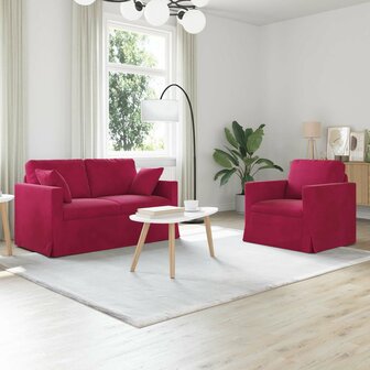Bankstel 2 pcs Wijnrood 138 x 78 x 80 cm Fluweel 1