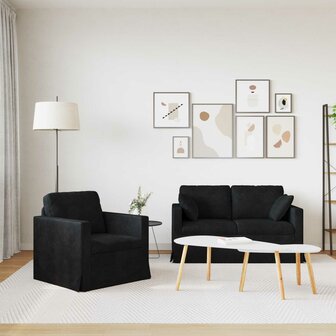 Bankstel 2 pcs Zwart 138 x 78 x 80 cm Fluweel 3
