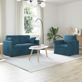 Bankstel 2 pcs Blauw 138 x 78 x 80 cm Fluweel 1