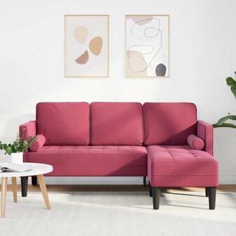Bankstel met kussen Wijnrood Polyester 1