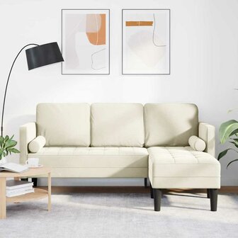 Bankstel met kussen Cr&egrave;me Polyester 1
