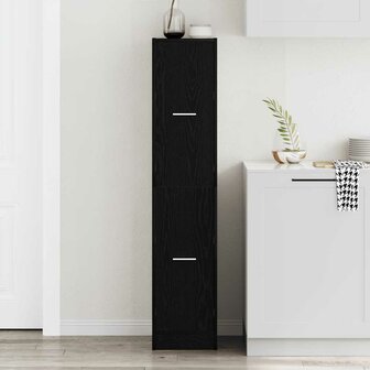 Apothekerskast Zwart Eiken 30x41x144,5 cm Bewerkt Hout 4