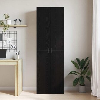 Kantoorkast met plank Zwart Eiken 60 x 32 x 190 cm Bewerkt hout 4