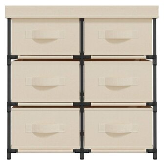 Opbergkast met 6 lades 55x29x55 cm staal cr&egrave;mekleurig 3