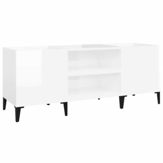 Platenkast 121x38x48 cm bewerkt hout hoogglans wit 2
