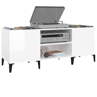 Platenkast 121x38x48 cm bewerkt hout hoogglans wit 4