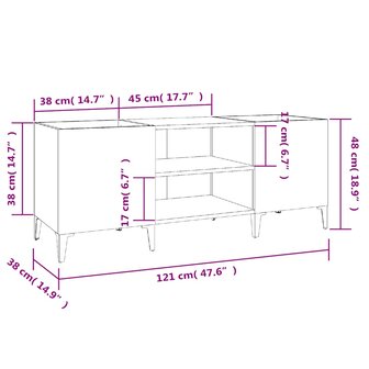 Platenkast 121x38x48 cm bewerkt hout hoogglans wit 8