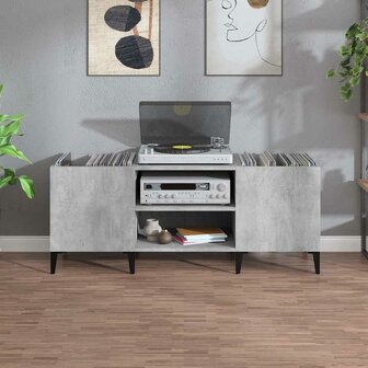 Platenkast 121x38x48 cm bewerkt hout betongrijs 3