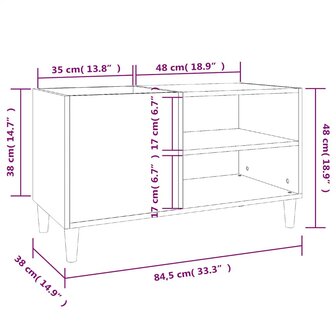 Platenkast 84,5x38x48 cm bewerkt hout betongrijs 8