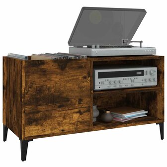 Platenkast 84,5x38x48 cm bewerkt hout gerookt eikenkleurig 4