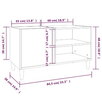 Platenkast 84,5x38x48 cm bewerkt hout gerookt eikenkleurig 8