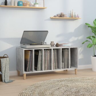 Platenkast 100x38x48 cm bewerkt hout betongrijs 1