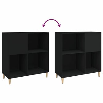 Platenkast 84,5x38x89 cm bewerkt hout zwart 7