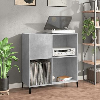 Platenkast 84,5x38x89 cm bewerkt hout betongrijs 1
