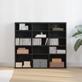 CD-kast 100x23x89,5 cm bewerkt hout zwart eikenkleurig 1