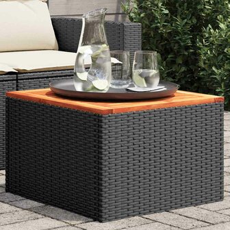 Tuintafel zwart 55x55x37 cm poly rattan en acaciahout 1