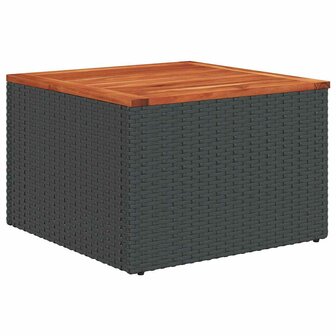 Tuintafel zwart 55x55x37 cm poly rattan en acaciahout 2