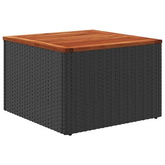 Tuintafel zwart 55x55x37 cm poly rattan en acaciahout 6