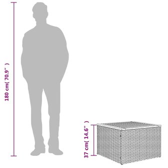Tuintafel zwart 55x55x37 cm poly rattan en acaciahout 7