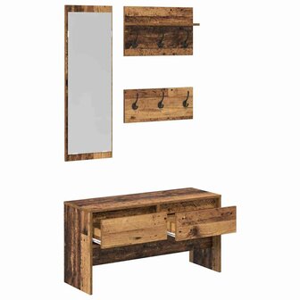Halmeubelset met lade met plank 4 pcs Oudhout Bewerkt hout 5
