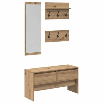 Halmeubelset met lade 4 pcs Ambachtelijk eiken Bewerkt hout 2