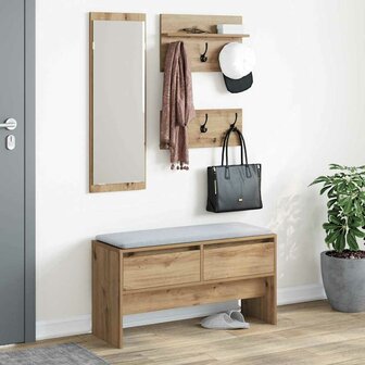 Halmeubelset met lade 4 pcs Ambachtelijk eiken Bewerkt hout 4