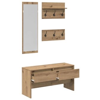 Halmeubelset met lade 4 pcs Ambachtelijk eiken Bewerkt hout 5