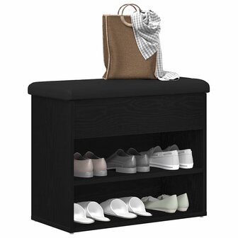 Opslagbank met plank Zwart Eiken 62 x 32 x 50 cm Bewerkt hout 3