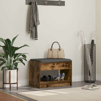 Halbank met kussen met plank Gerookte Eik 63 x 38 x 45 cm 1
