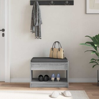 Halbank met kussen met plank Grijze Sonoma 63 x 38 x 45 cm 4