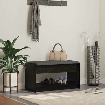 Halbank met kussen met plank Zwarte Eik 83 x 38 x 45 cm 1