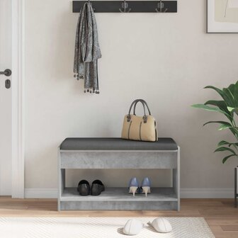 Halbank met kussen met plank Beton Grijs 83 x 38 x 45 cm 4