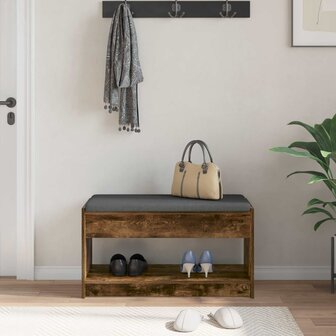 Halbank met kussen met plank Gerookte Eik 83 x 38 x 45 cm 4