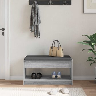 Halbank met kussen met plank Grijze Sonoma 83 x 38 x 45 cm 4