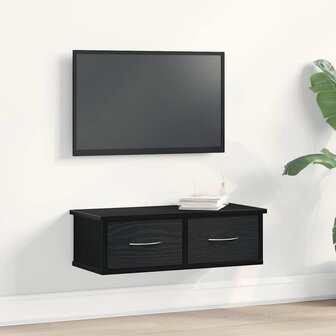 Wandkast met lade Zwart Eiken 60 x 26 x 18,5 cm Bewerkt hout 1