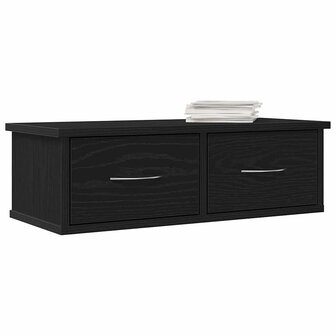 Wandkast met lade Zwart Eiken 60 x 26 x 18,5 cm Bewerkt hout 3