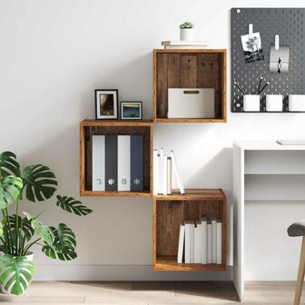 Wandkast met plank Oudhout 37 x 37 x 37 cm Bewerkt hout 4