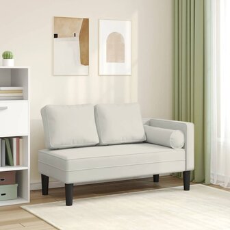 Chaise longue met kussens fluweel cr&egrave;mekleurig 1