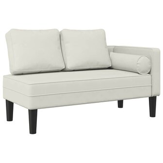 Chaise longue met kussens fluweel cr&egrave;mekleurig 2
