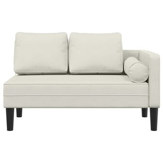 Chaise longue met kussens fluweel cr&egrave;mekleurig 3