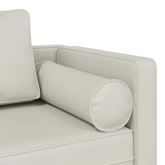 Chaise longue met kussens fluweel cr&egrave;mekleurig 6