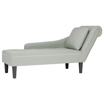 Chaise longue met kussen &amp; rechterarmleuning fluweel lichtgrijs 1