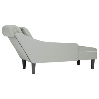 Chaise longue met kussen &amp; rechterarmleuning fluweel lichtgrijs 6