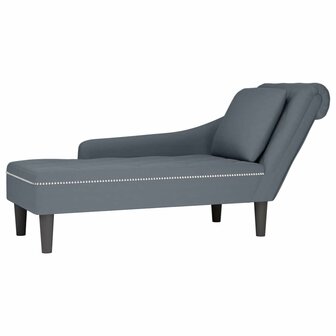 Chaise longue met kussen&amp;rechterarmleuning fluweel donkergrijs 1
