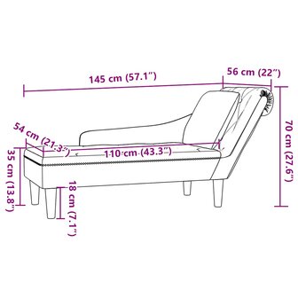 Chaise longue met kussen&amp;rechterarmleuning fluweel donkergrijs 9