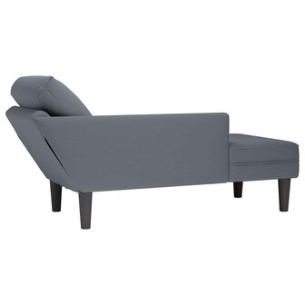 Chaise longue met kussen&amp;rechterarmleuning fluweel donkergrijs 6