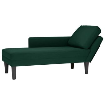 Chaise longue met kussen&amp;rechterarmleuning fluweel donkergroen 1