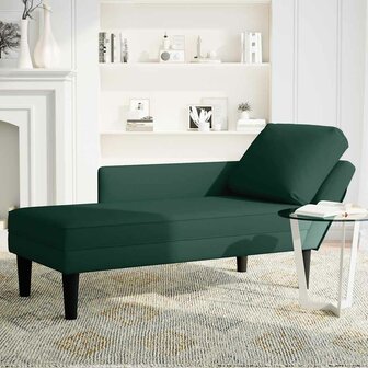 Chaise longue met kussen&amp;rechterarmleuning fluweel donkergroen 3